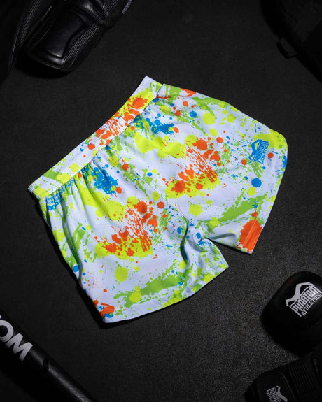 MMA trenky Phantom Athletics Fusion Splatter – Bílé/Neonové